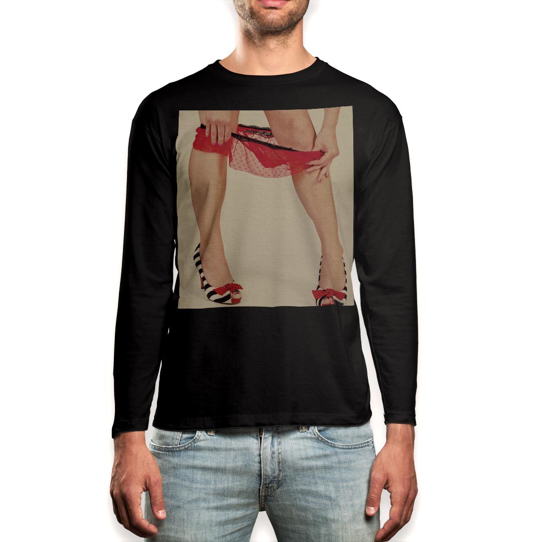 ロング tシャツ メンズ 長袖 ブラック デザイン XS S M L XL 2XL ロンT ティーシャ...