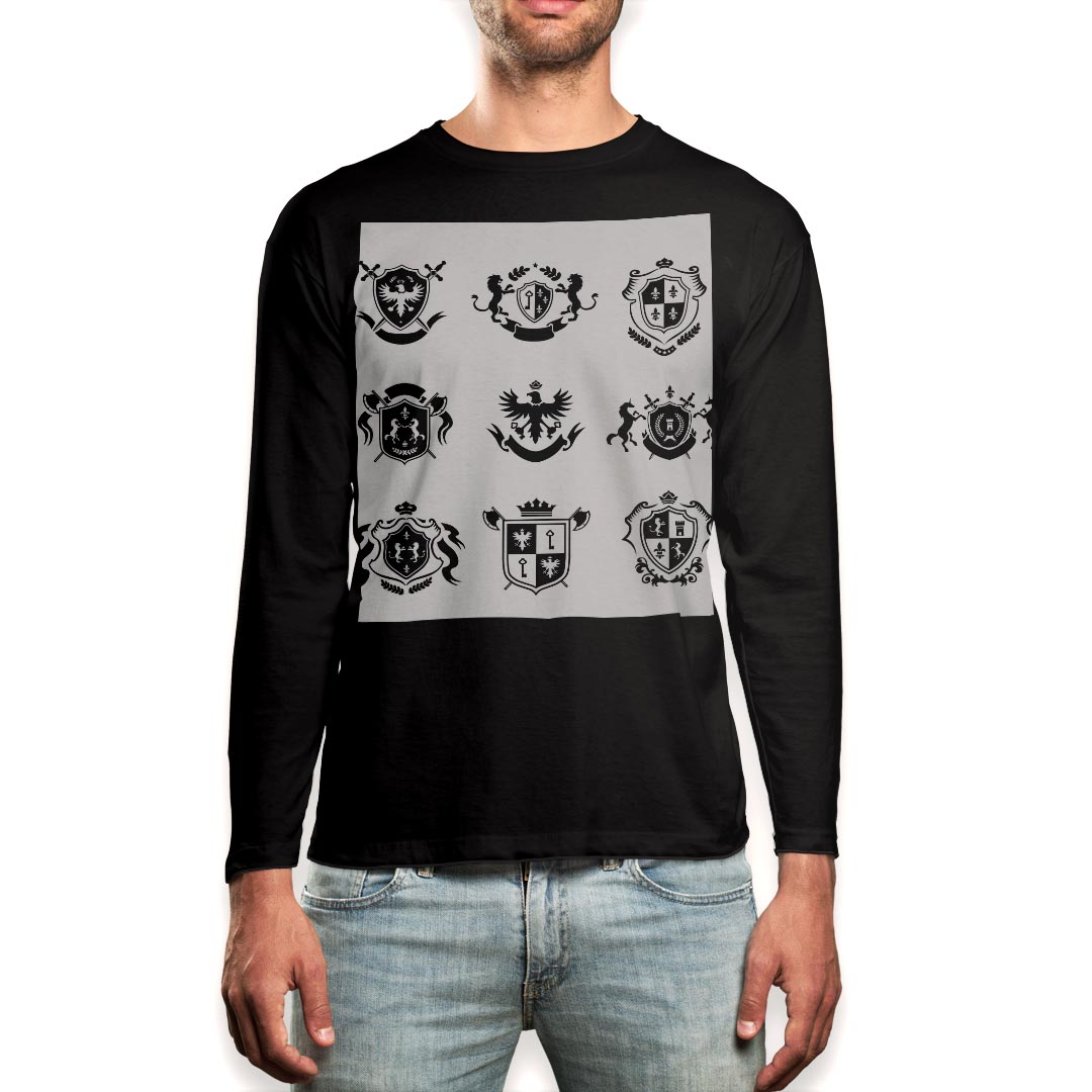 Other - ロング tシャツ メンズ 長袖 ブラック デザイン XS S M L XL 2XL ロンT ティーシャツ 黒 black T shirt long sleeve 011511 エンブレム　動物　モノクロ