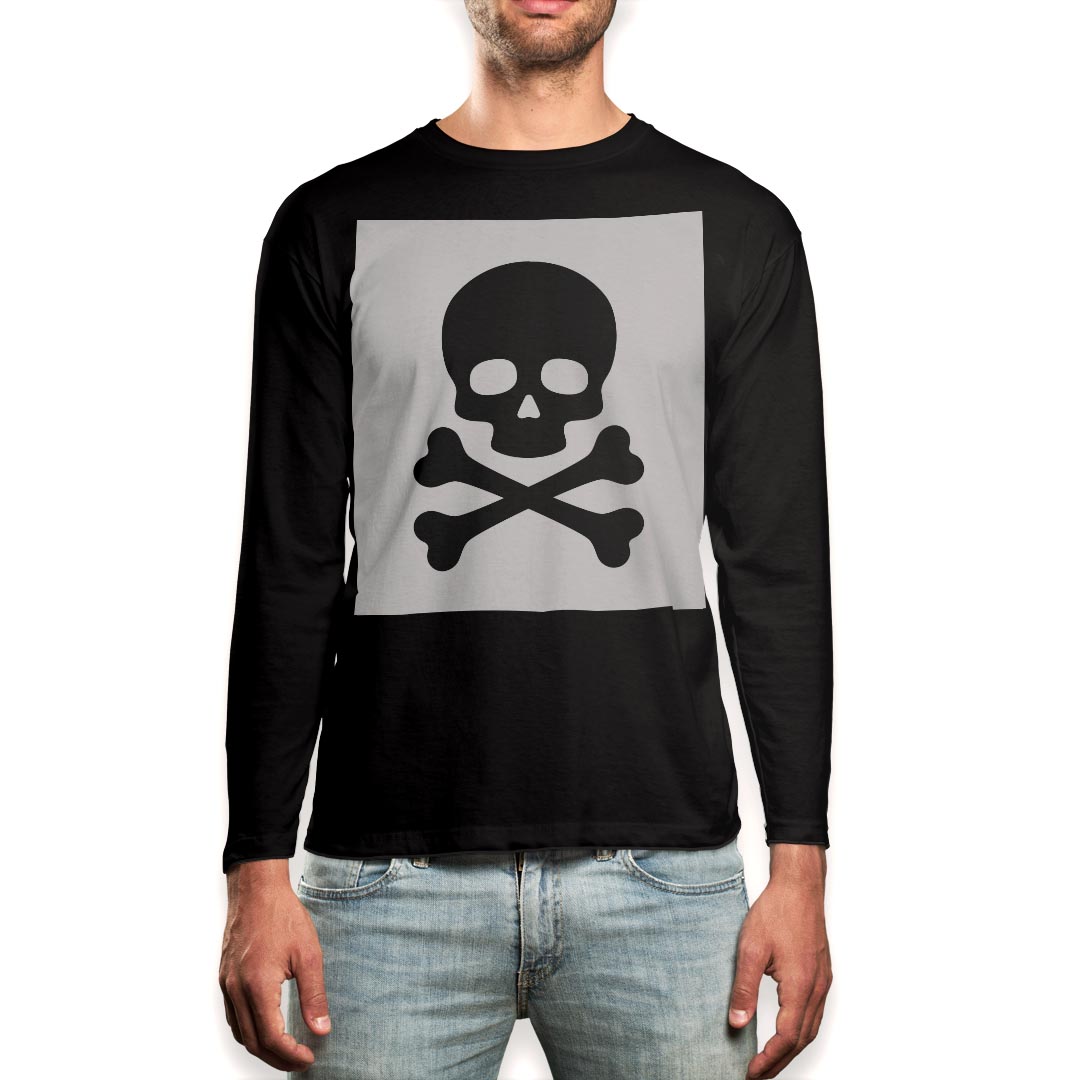 ロング tシャツ メンズ 長袖 ブラック デザイン XS S M L XL 2XL ロンT ティーシャツ 黒 black T shirt long sleeve 011512 骸骨 ドクロ 黒
