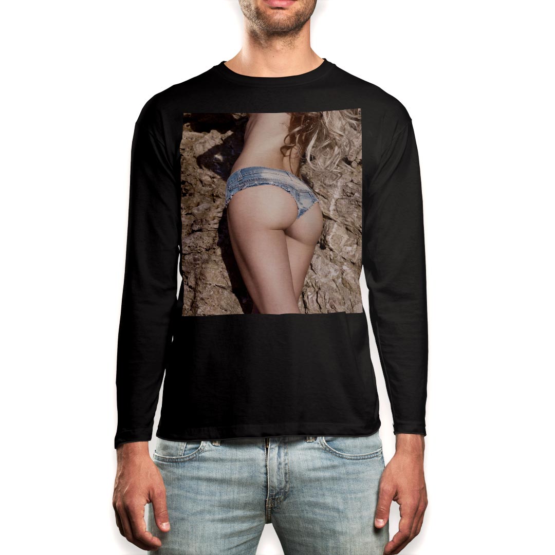 ロング tシャツ メンズ 長袖 ブラック デザイン XS S M L XL 2XL ロンT ティーシャツ 黒 black T shirt long sleeve 011537 おしゃれ 女性 セクシー