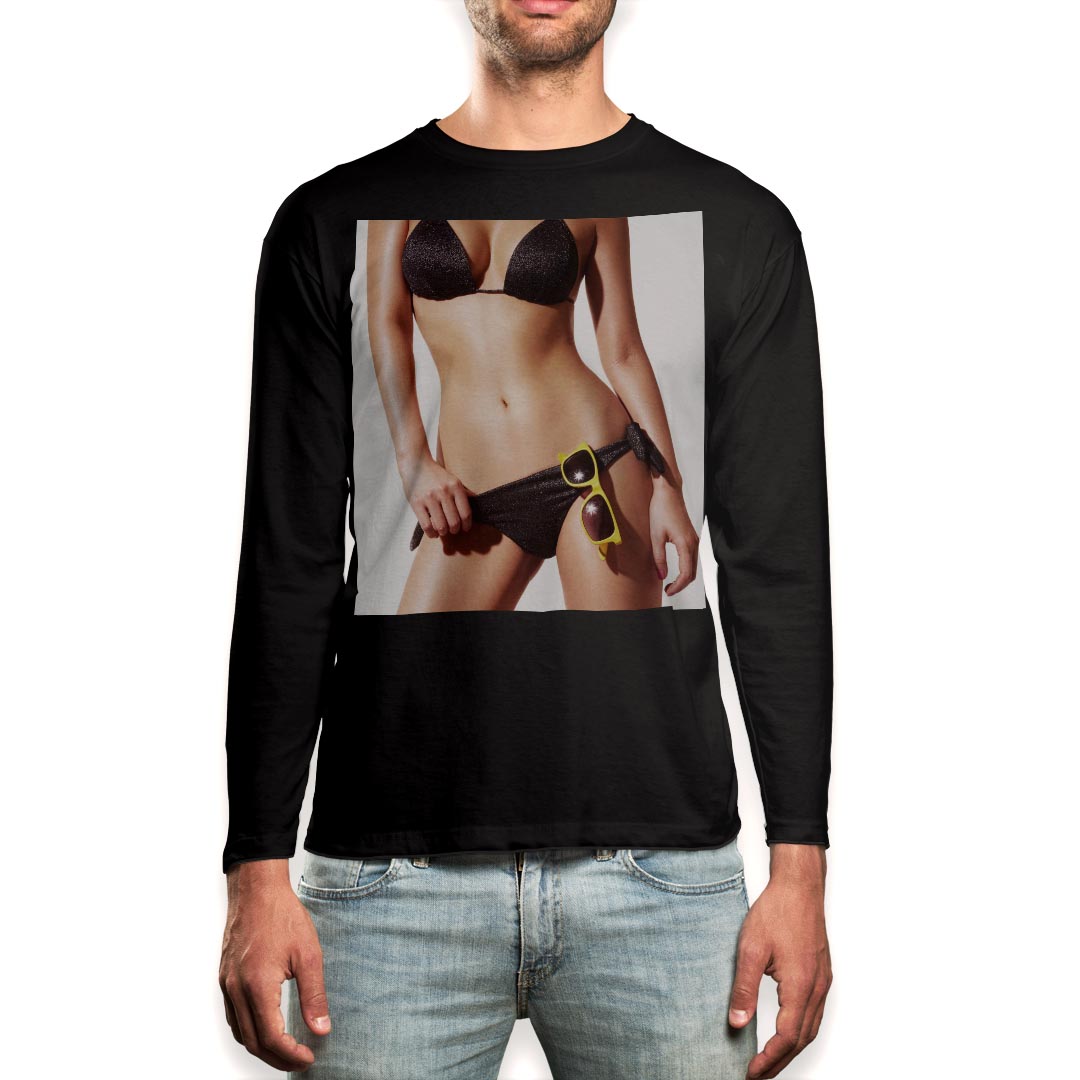 ロング tシャツ メンズ 長袖 ブラック デザイン XS S M L XL 2XL ロンT ティーシャツ 黒 black T shirt long sleeve 011557 おしゃれ　女性　セクシー