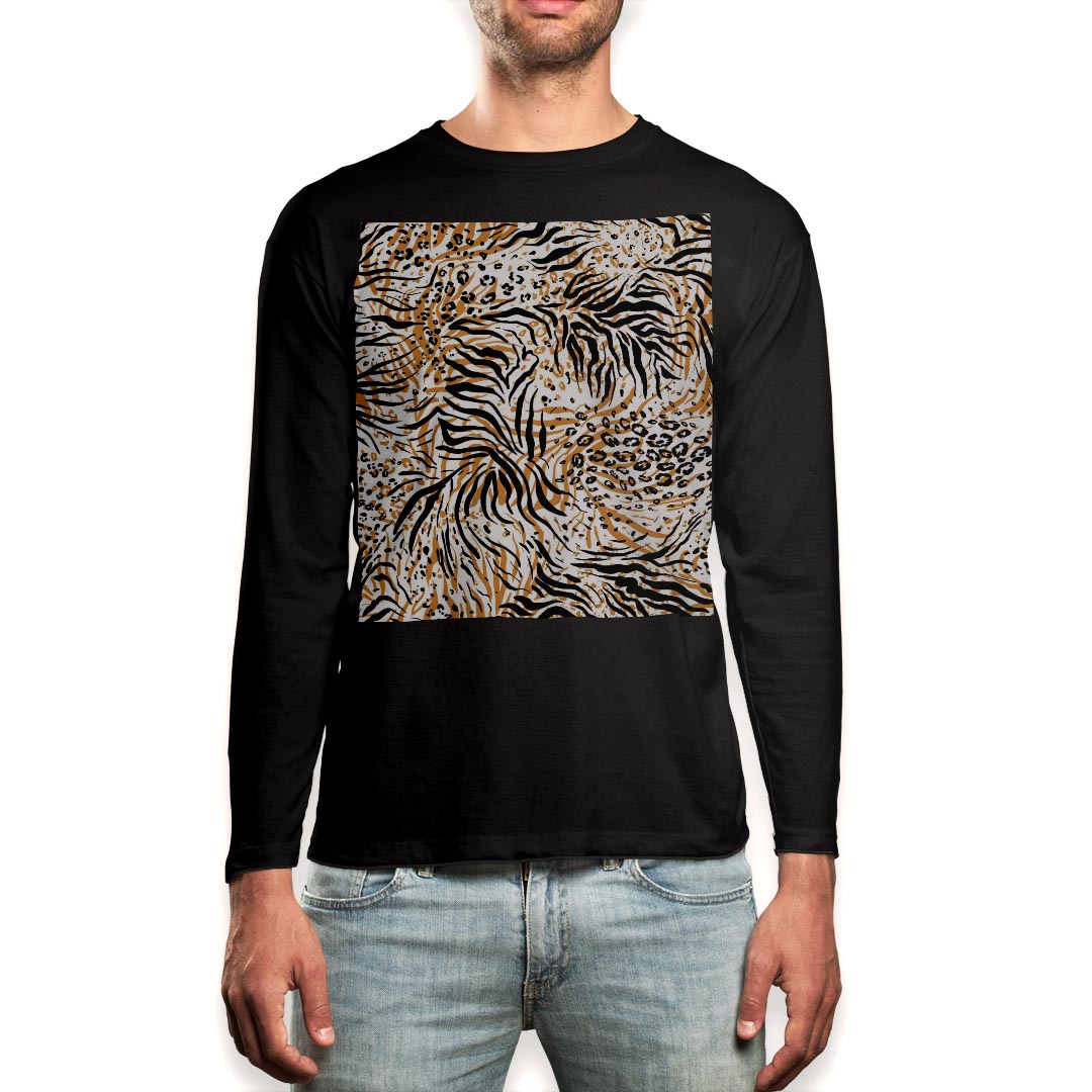 ロング tシャツ メンズ 長袖 ブラック デザイン XS S M L XL 2XL ロンT ティーシャツ 黒 black T shirt long sleeve 011630 アニマル　..