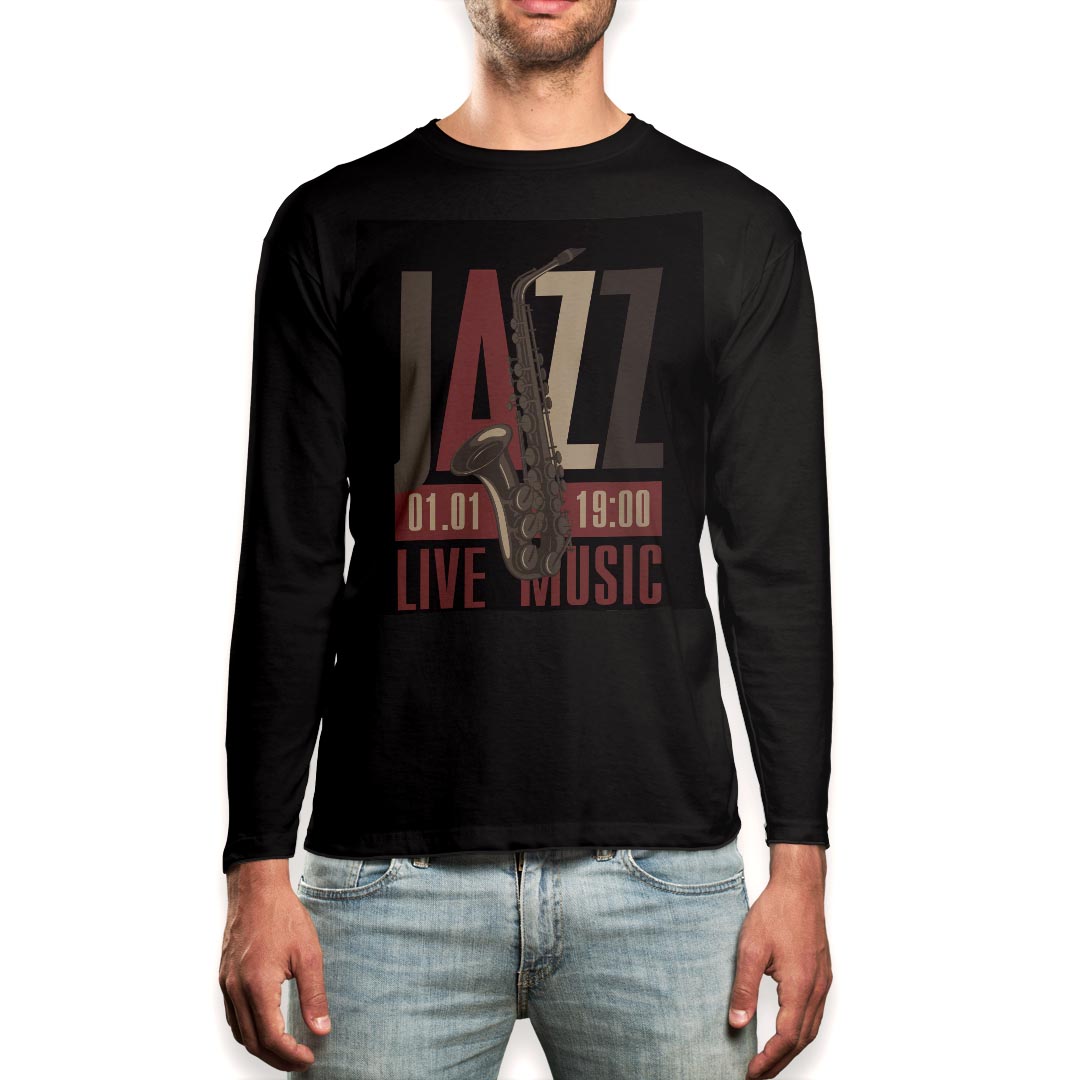 Other - ロング tシャツ メンズ 長袖 ブラック デザイン XS S M L XL 2XL ロンT ティーシャツ 黒 black T shirt long sleeve 011649 音楽　ジャズ　英語