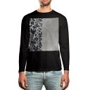 ロング tシャツ メンズ 長袖 ブラック デザイン XS S M L XL 2XL ロンT ティーシャツ 黒 black T shirt long sleeve 011744 花 シック エレガント(4)