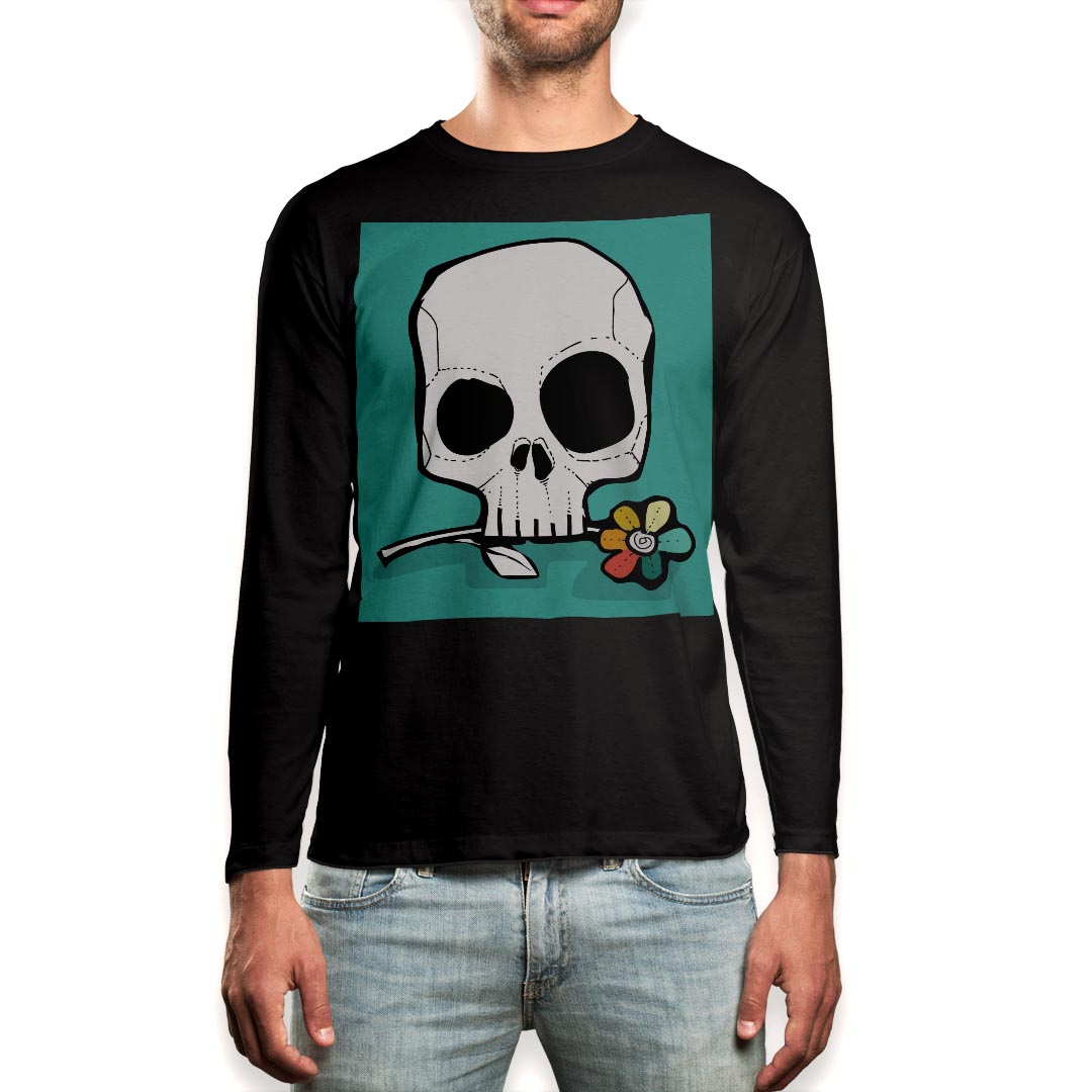ロングtシャツメンズ長袖ブラックデ...