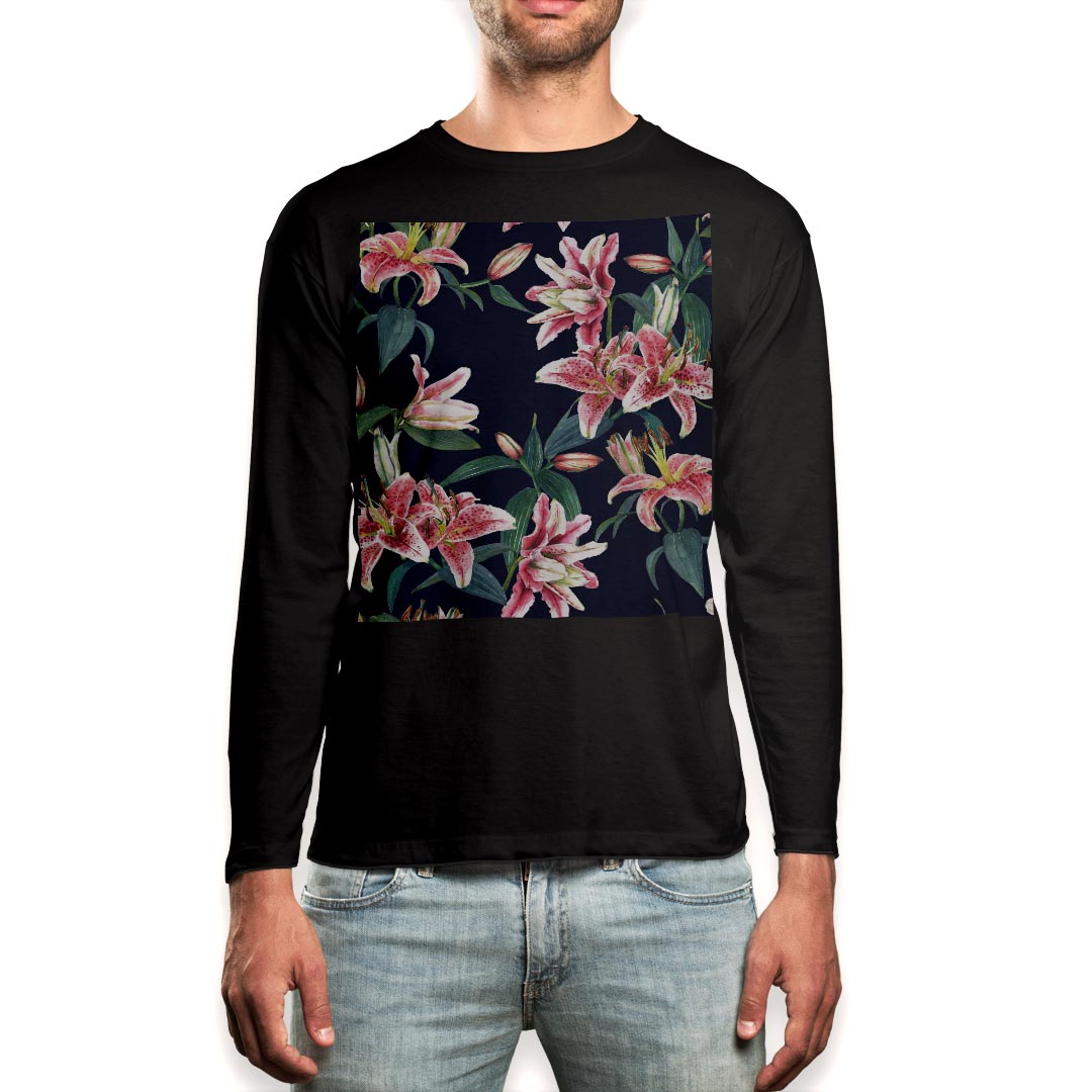 ロングtシャツメンズ長袖ブラックデ...