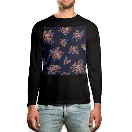 ロング tシャツ メンズ 長袖 ブラック デザイン XS S M L XL 2XL ロンT ティーシャツ 黒 black T shirt long sleeve 012149 花 花柄 ネイビー ロング tシャツ メンズ 長袖 ブラック デザイン XS S M L XL 2XL ロンT ティーシャツ 黒 black T shirt long sleeve 012149 花 花柄 ネイビー