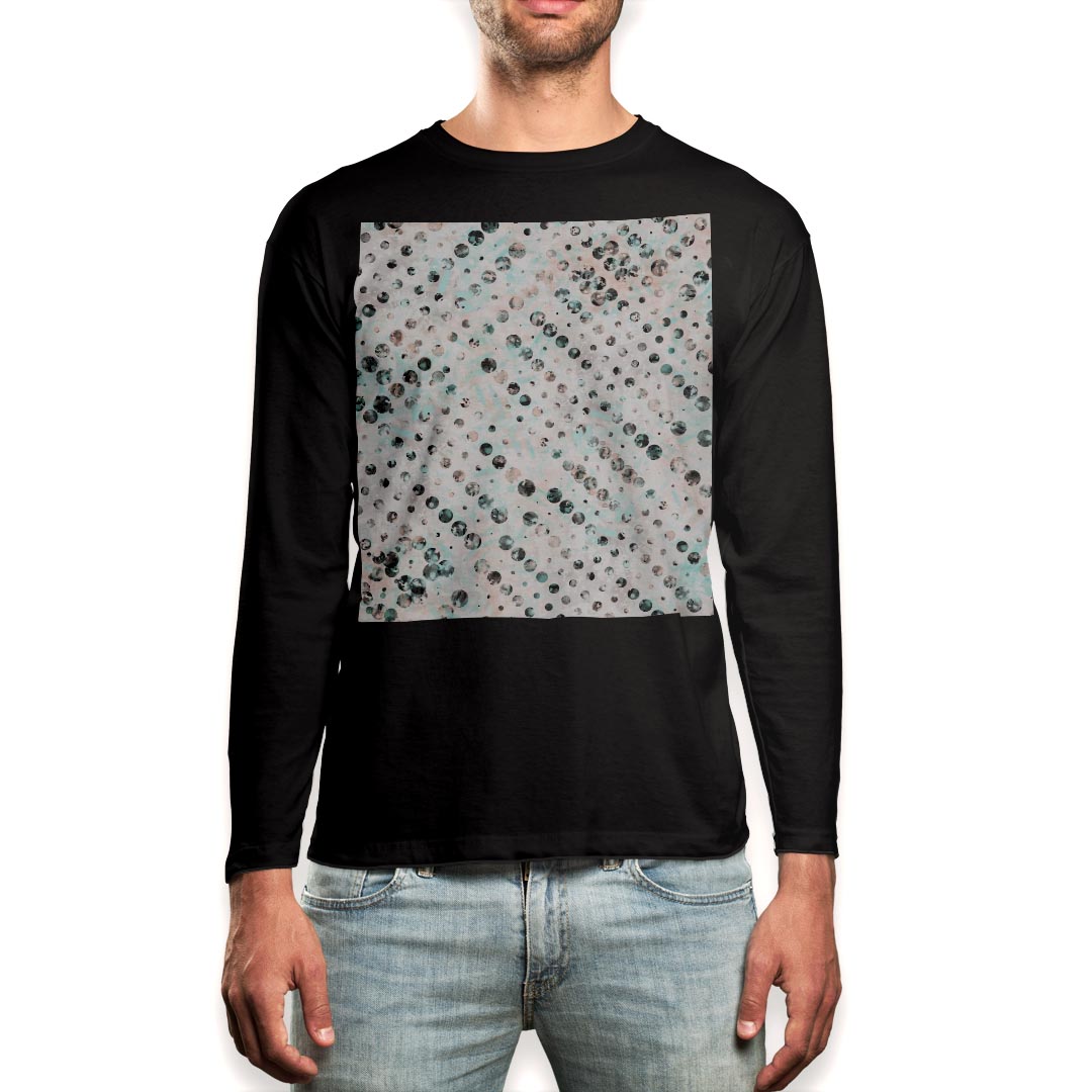 ロング tシャツ メンズ 長袖 ブラック デザイン XS S M L XL 2XL ロンT ティーシャツ 黒 black T shirt long sleeve 012198 ドット 水玉 シンプル