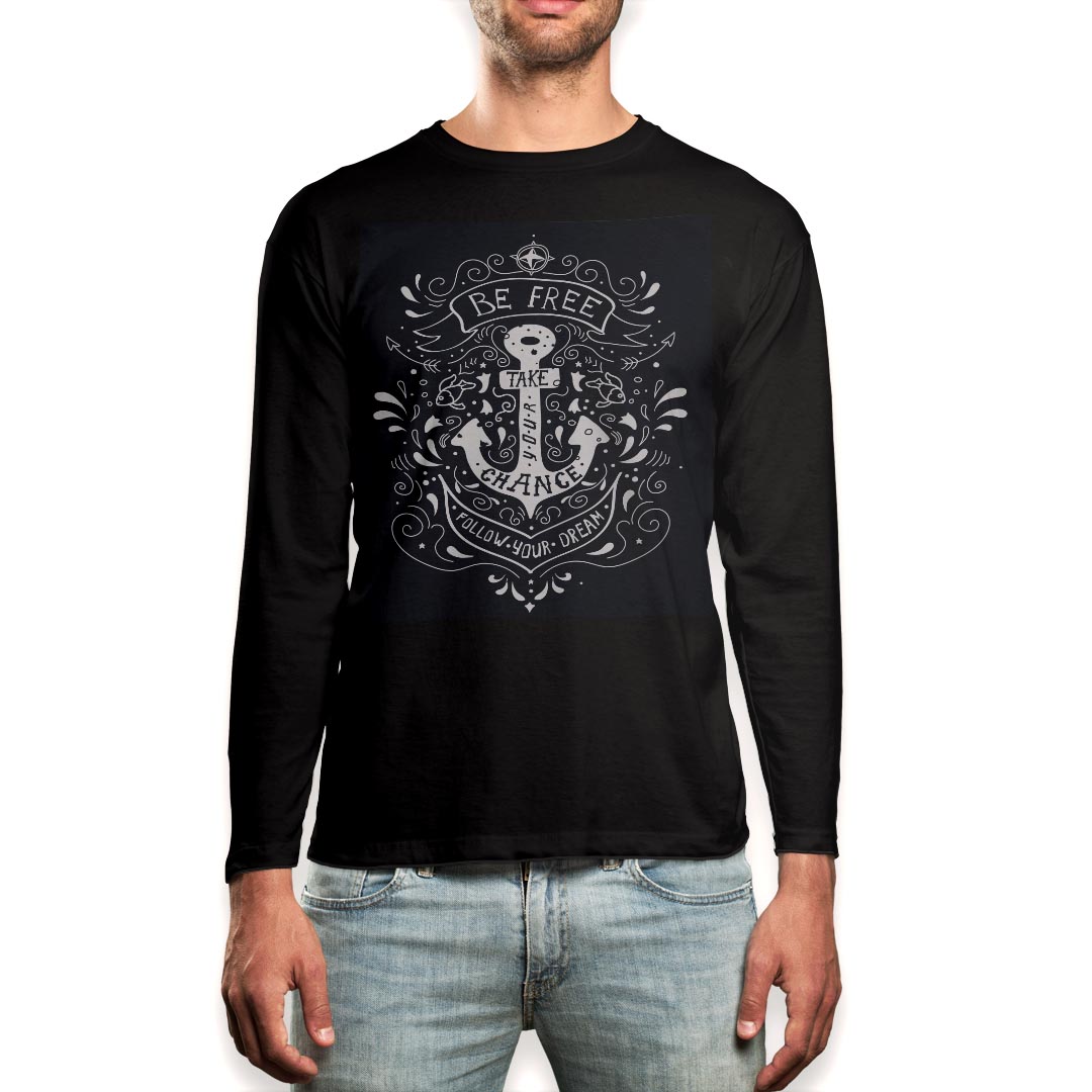 ロング tシャツ メンズ 長袖 ブラック デザイン XS S M L XL 2XL ロンT ティーシャツ 黒 black T shirt long sleeve 012215 いかり　ビーチ　ネイビー kabekore-10638464 kabeコレ パッケージ画像