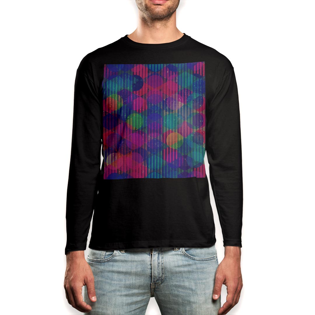 Other - ロング tシャツ メンズ 長袖 ブラック デザイン XS S M L XL 2XL ロンT ティーシャツ 黒 black T shirt long sleeve 012427 丸　ドット　カラフル