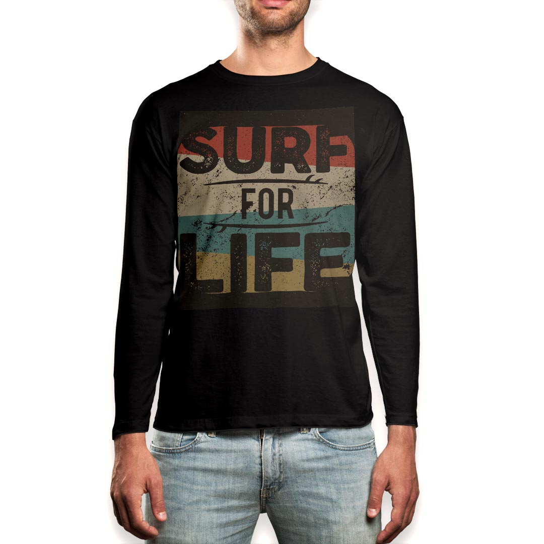 ロングtシャツメンズ長袖ブラックデ...