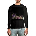 ロング tシャツ メンズ 長袖 ブラック デザイン XS S M L XL 2XL ロンT ティーシャツ 黒 black T shirt long sleeve 012490 イルミネーション 夜景 景色
