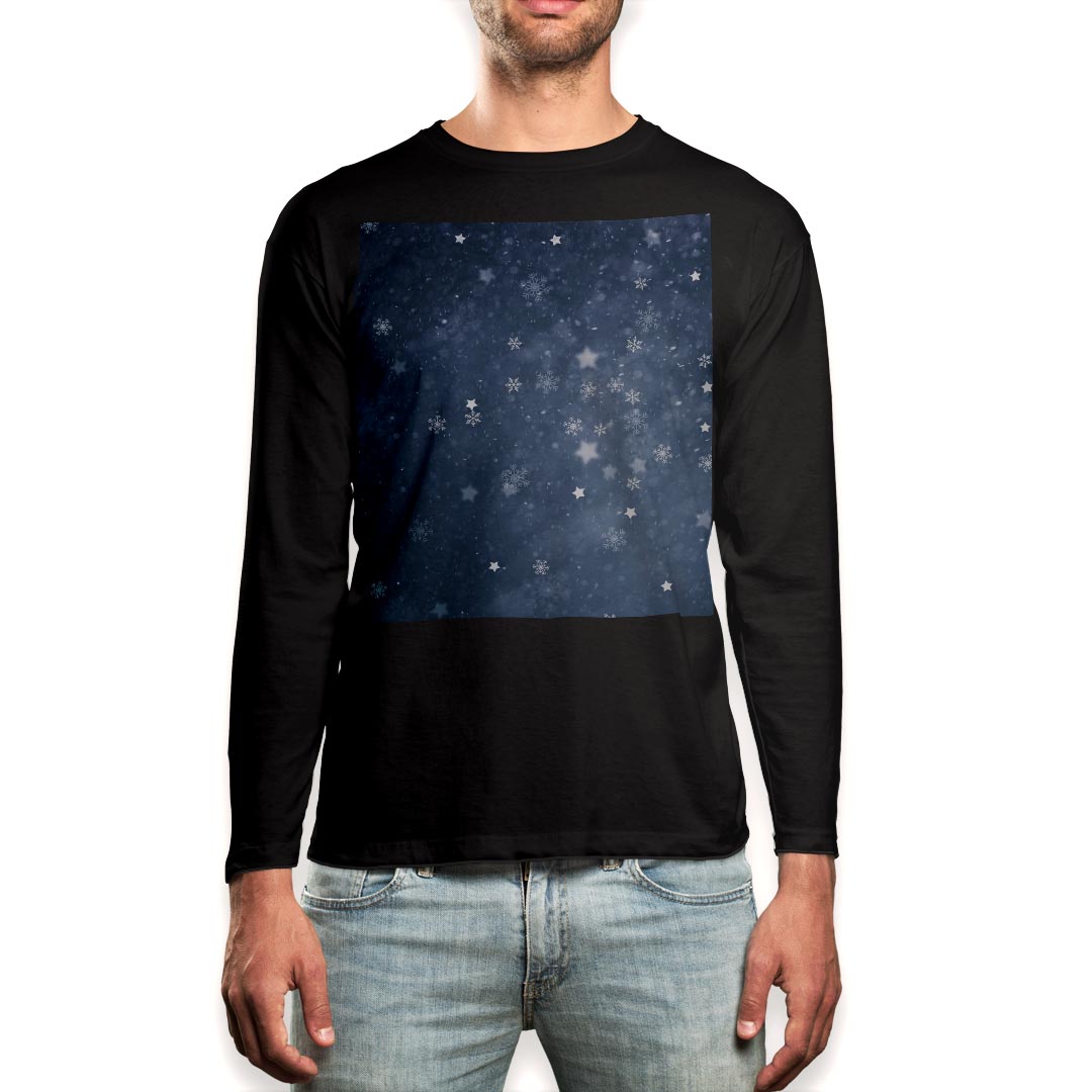 其它 - ロング tシャツ メンズ 長袖 ブラック デザイン XS S M L XL 2XL ロンT ティーシャツ 黒 black T shirt long sleeve 012628 星　空　夜空