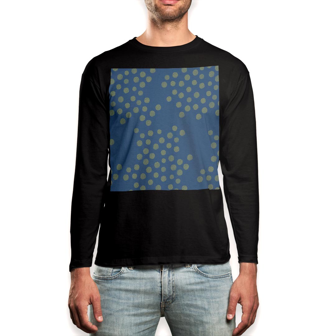 ロング tシャツ メンズ 長袖 ブラック デザイン XS S M L XL 2XL ロンT ティーシャツ 黒 black T shirt long sleeve 012654 斑点 水玉 水色