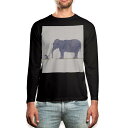 ロング tシャツ メンズ 長袖 ブラック デザイン XS S M L XL 2XL ロンT ティーシャツ 黒 black T shirt long sleeve 012771 ぞう ねずみ 動物
