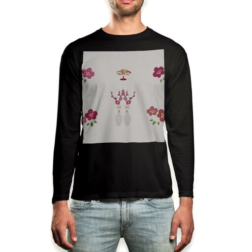 ロング tシャツ メンズ 長袖 ブラック デザイン XS S M L XL 2XL ロンT ティーシャツ 黒 black T shirt long sleeve 012846 ひな祭り 桃の花 ロング tシャツ メンズ 長袖 ブラック デザイン XS S M L XL 2XL ロンT ティーシャツ 黒 black T shirt long sleeve 012846 ひな祭り 桃の花