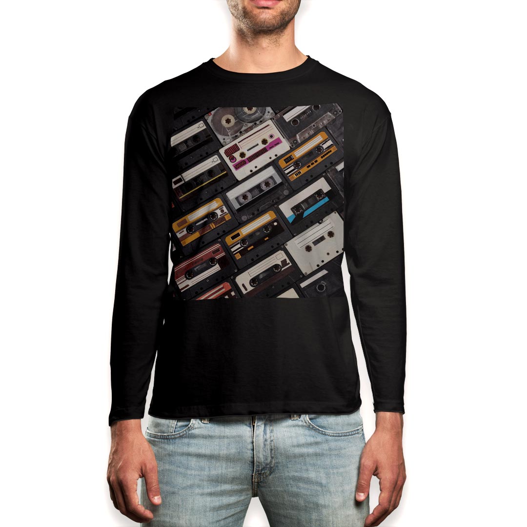 ロング tシャツ メンズ 長袖 ブラック デザイン XS S M L XL 2XL ロンT ティーシャツ 黒 black T shirt..