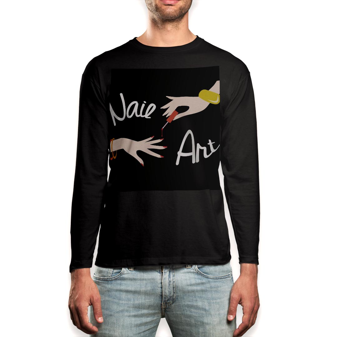 ロング tシャツ メンズ 長袖 ブラック デザイン XS S M L XL 2XL ロンT ティーシャツ 黒 black T shirt long sleeve 012989 ネイル 手 英語