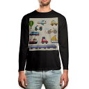 ロング tシャツ メンズ 長袖 ブラック デザイン XS S M L XL 2XL ロンT ティーシャツ 黒 black T shirt long sleeve 013198 乗り物 自転車 車