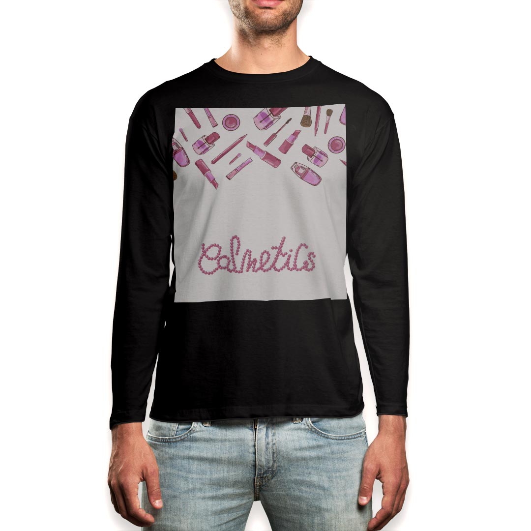 ロング tシャツ メンズ 長袖 ブラック デザイン XS S M L XL 2XL ロンT ティーシャツ 黒 black T shirt long sleeve 013240 リップ ピンク おしゃれ