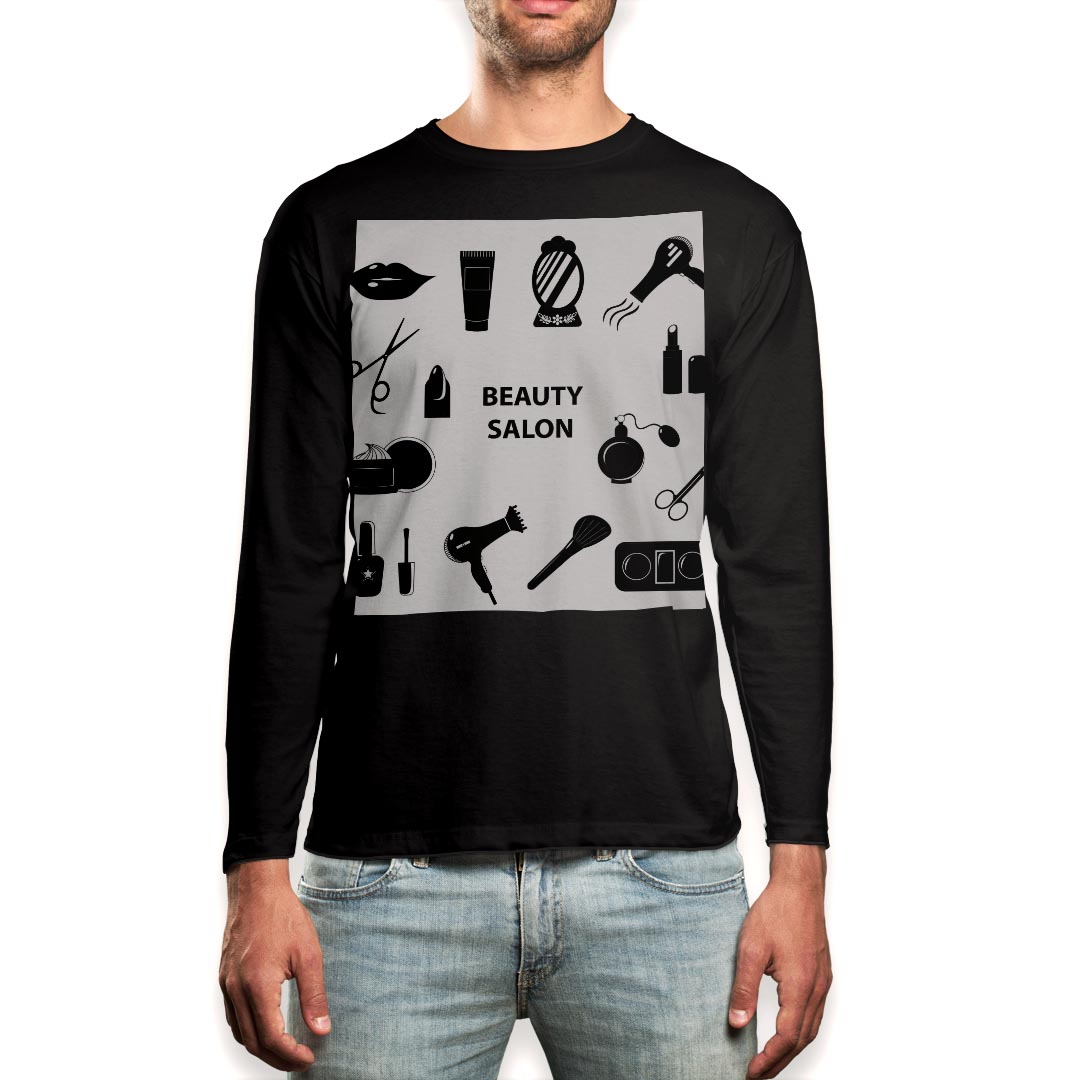 ロング tシャツ メンズ 長袖 ブラック デザイン XS S M L XL 2XL ロンT ティーシャツ 黒 black T shirt..