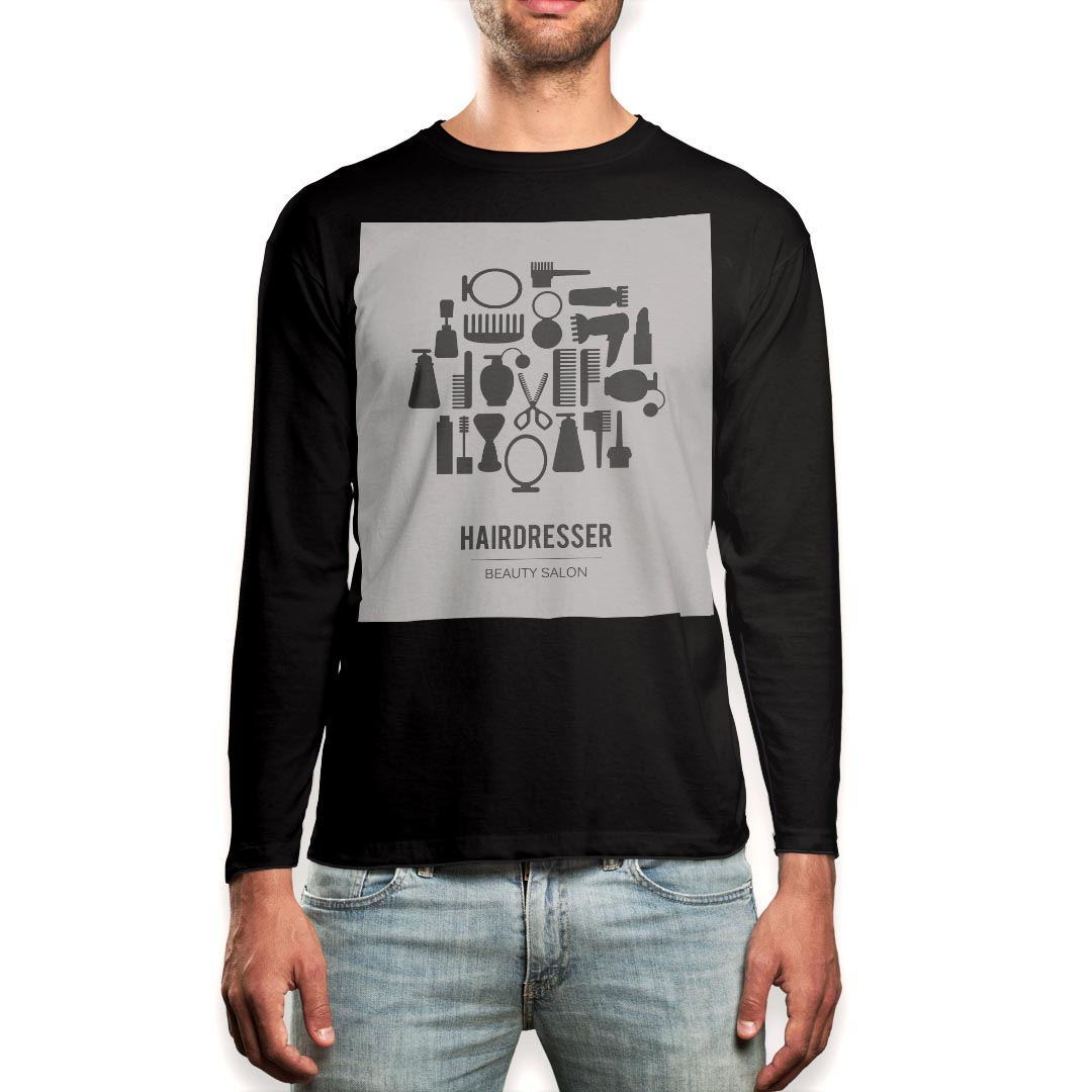 ロング tシャツ メンズ 長袖 ブラック デザイン XS S M L XL 2XL ロンT ティーシャツ 黒 black T shirt..