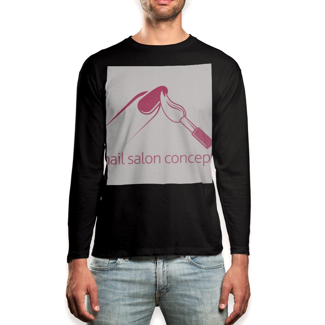 ロング tシャツ メンズ 長袖 ブラック デザイン XS S M L XL 2XL ロンT ティーシャツ 黒 black T shirt long sleeve 013320 ネイル おしゃれ マニキュア