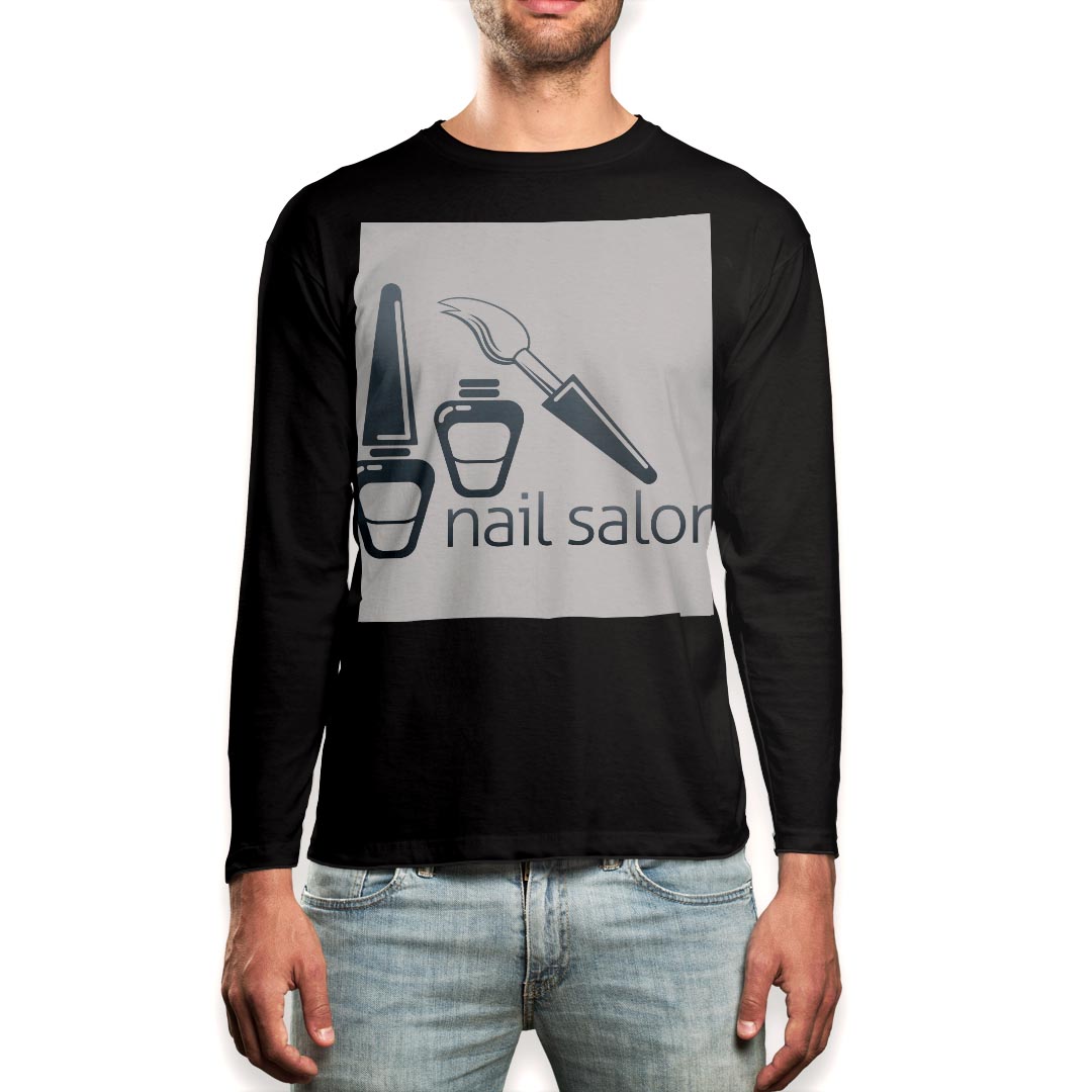 ロング tシャツ メンズ 長袖 ブラック デザイン XS S M L XL 2XL ロンT ティーシャツ 黒 black T shirt long sleeve 013321 ネイル おしゃれ マニキュア