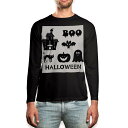ロング tシャツ メンズ 長袖 ブラック デザイン XS S M L XL 2XL ロンT ティーシャツ 黒 black T shirt long sleeve 013515 ハロウィン おばけ かぼちゃ(4)