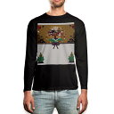 ロング tシャツ メンズ 長袖 ブラック デザイン XS S M L XL 2XL ロンT ティーシャツ 黒 black T shirt long sleeve 013558 お正月 門松 七福神