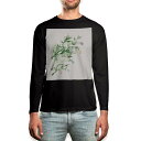 ロング tシャツ メンズ 長袖 ブラック デザイン XS S M L XL 2XL ロンT ティーシャツ 黒 black T shirt long sleeve 013571 七夕 笹 水彩