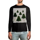 ロング tシャツ メンズ 長袖 ブラック デザイン XS S M L XL 2XL ロンT ティーシャツ 黒 black T shirt long sleeve 013723 クリスマス ツリー