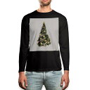 ロング tシャツ メンズ 長袖 ブラック デザイン XS S M L XL 2XL ロンT ティーシャツ 黒 black T shirt long sleeve 013727 クリスマス ツリー