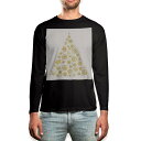 ロング tシャツ メンズ 長袖 ブラック デザイン XS S M L XL 2XL ロンT ティーシャツ 黒 black T shirt long sleeve 013831 クリスマス ツリー ゴールド