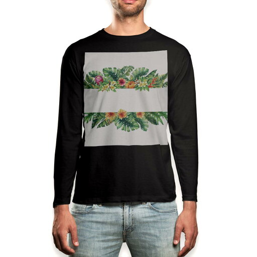 ロング tシャツ メンズ 長袖 ブラック デザイン XS S M L XL 2XL ロンT ティーシャツ 黒 black T shirt long sleeve 013883 ハイビスカス 花 ロング tシャツ メンズ 長袖 ブラック デザイン XS S M L XL 2XL ロンT ティーシャツ 黒 black T shirt long sleeve 013883 ハイビスカス 花