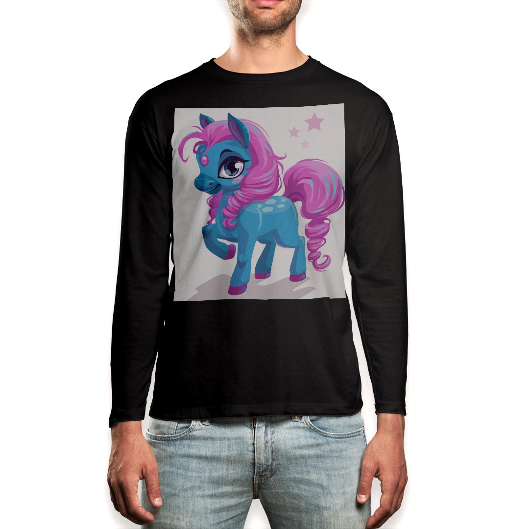 ロング tシャツ メンズ 長袖 ブラック デザイン XS S M L XL 2XL ロンT ティーシャツ 黒 black T shirt long sleeve 013921 ユニコーン 星