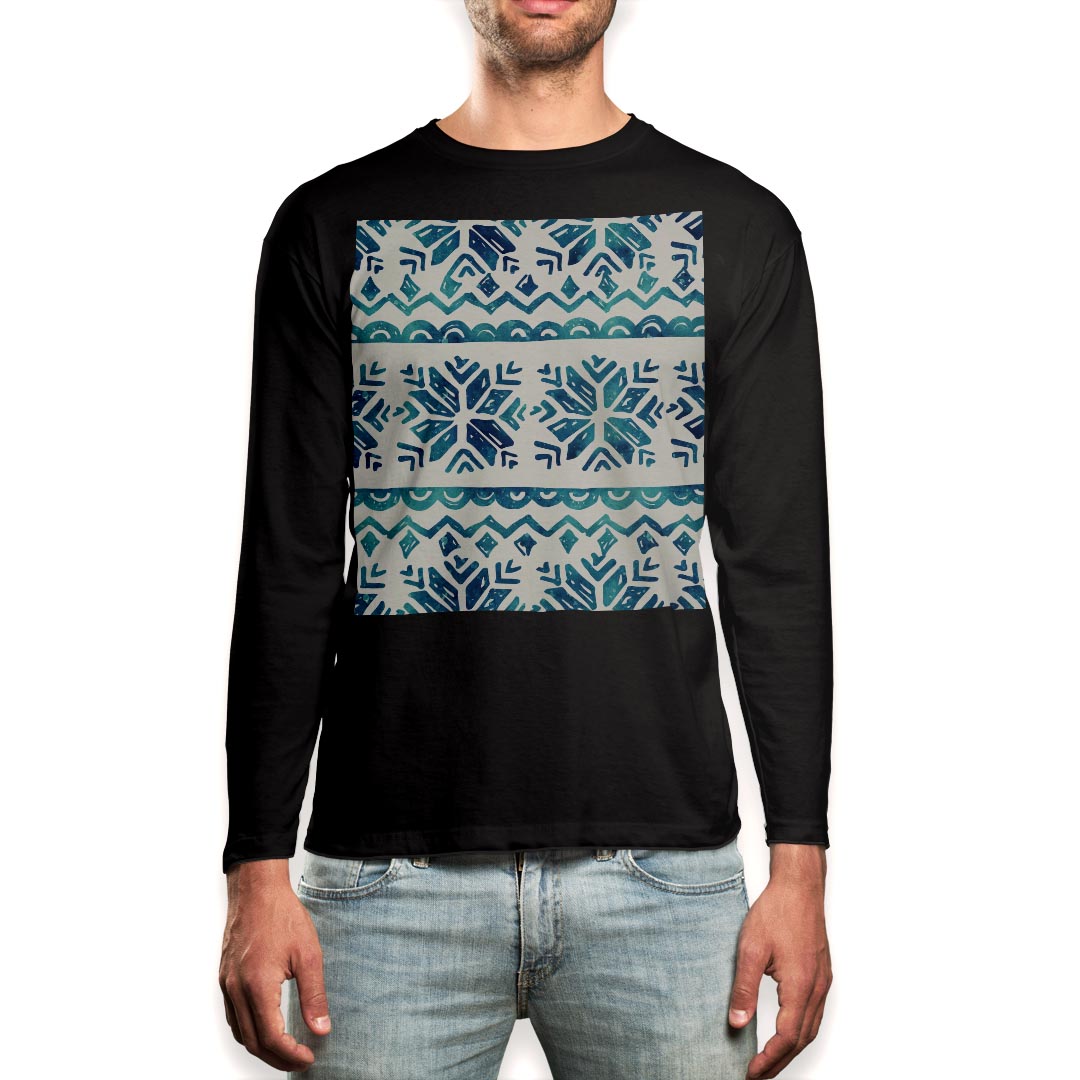 ロング tシャツ メンズ 長袖 ブラック デザイン XS S M L XL 2XL ロンT ティーシャツ 黒 black T shirt long sleeve 014012 雪　結晶