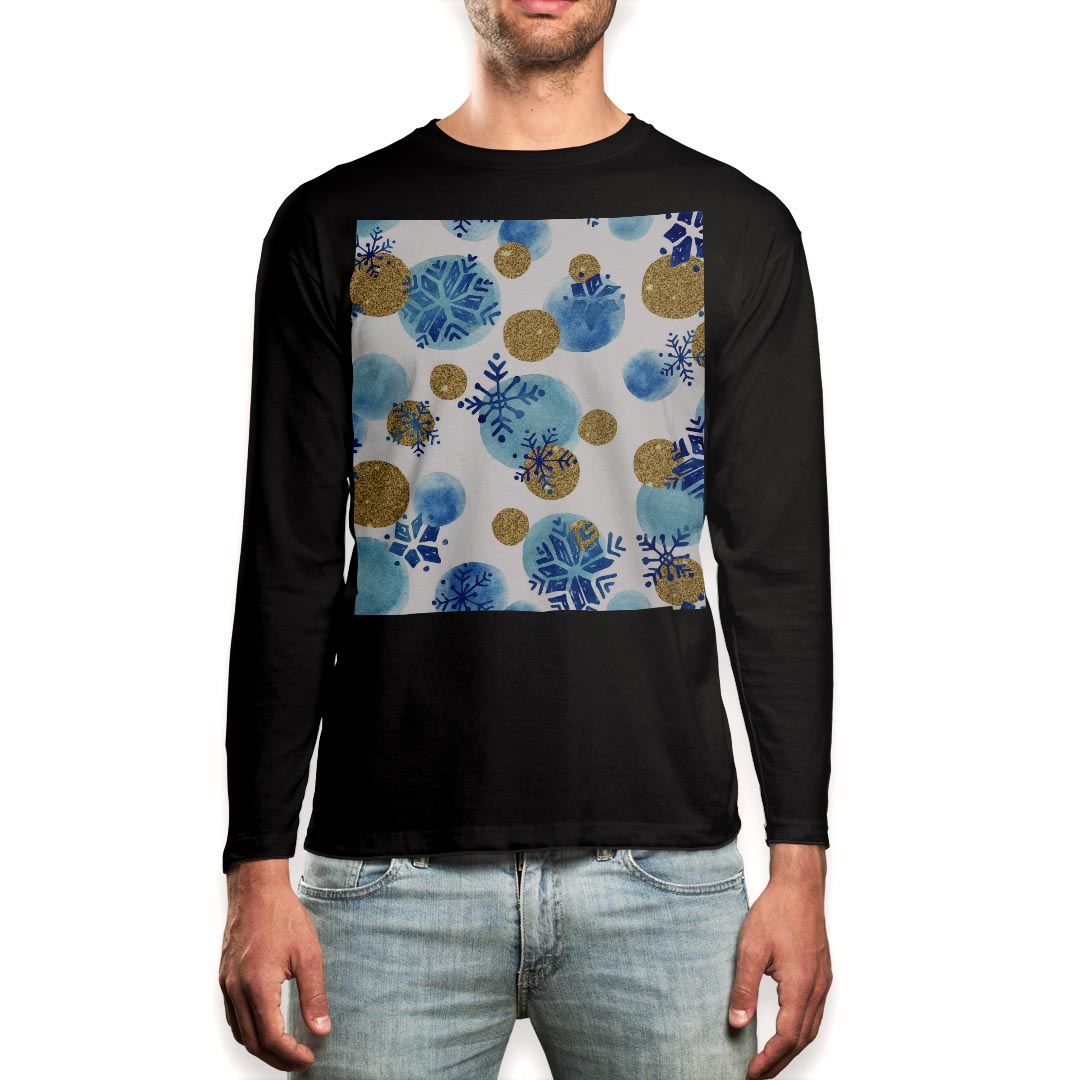 Long-Sleeved - ロング tシャツ メンズ 長袖 ブラック デザイン XS S M L XL 2XL ロンT ティーシャツ 黒 black T shirt long sleeve 014013 雪　結晶