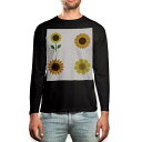 ロング tシャツ メンズ 長袖 ブラック デザイン XS S M L XL 2XL ロンT ティーシャツ 黒 black T shirt long sleeve 014094 ひまわり 夏 花
