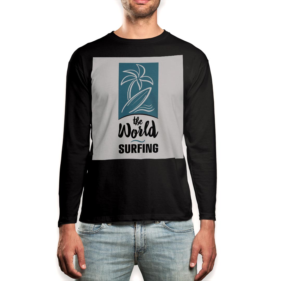Other - ロング tシャツ メンズ 長袖 ブラック デザイン XS S M L XL 2XL ロンT ティーシャツ 黒 black T shirt long sleeve 014322 サーフィン　ヤシの木　海