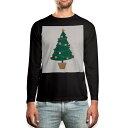 ロング tシャツ メンズ 長袖 ブラック デザイン XS S M L XL 2XL ロンT ティーシャツ 黒 black T shirt long sleeve 014373 クリスマス ツリー