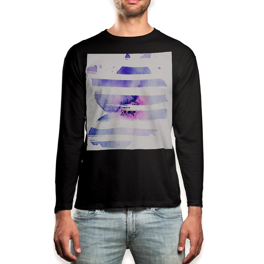 Rakuten - ロング tシャツ メンズ 長袖 ブラック デザイン XS S M L XL 2XL ロンT ティーシャツ 黒 black T shirt long sleeve 014538 紫　グラデーション