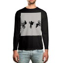 ロング tシャツ メンズ 長袖 ブラック デザイン XS S M L XL 2XL ロンT ティーシャツ 黒 black T shirt long sleeve 014748 バイク 白黒 乗り物(4)