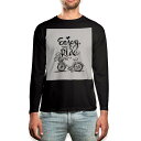 ロング tシャツ メンズ 長袖 ブラック デザイン XS S M L XL 2XL ロンT ティーシャツ 黒 black T shirt long sleeve 014799 自転車 イラスト 白黒