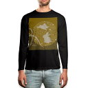 ロング tシャツ メンズ 長袖 ブラック デザイン XS S M L XL 2XL ロンT ティーシャツ 黒 black T shirt long sleeve 014866 うさぎ 月 お月見 黄色