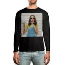 ロング tシャツ メンズ 長袖 ブラック デザイン XS S M L XL 2XL ロンT ティーシャツ 黒 black T shirt long sleeve 014930 夏 外国人 すいか ユニーク
