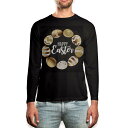 ロング tシャツ メンズ 長袖 ブラック デザイン XS S M L XL 2XL ロンT ティーシャツ 黒 black T shirt long sleeve 015303 イースター たまご うさぎ
