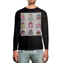 ロング tシャツ メンズ 長袖 ブラック デザイン XS S M L XL 2XL ロンT ティーシャツ 黒 black T shirt long sleeve 015304 イースター たまご うさぎ ケーキ パステル