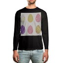 ロング tシャツ メンズ 長袖 ブラック デザイン XS S M L XL 2XL ロンT ティーシャツ 黒 black T shirt long sleeve 015330 イースター たまご とり ケーキ パステル