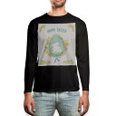 ロング tシャツ メンズ 長袖 ブラック デザイン XS S M L XL 2XL ロンT ティーシャツ 黒 black T shirt long sleeve 015331 イースター たまご とり ケーキ パステル